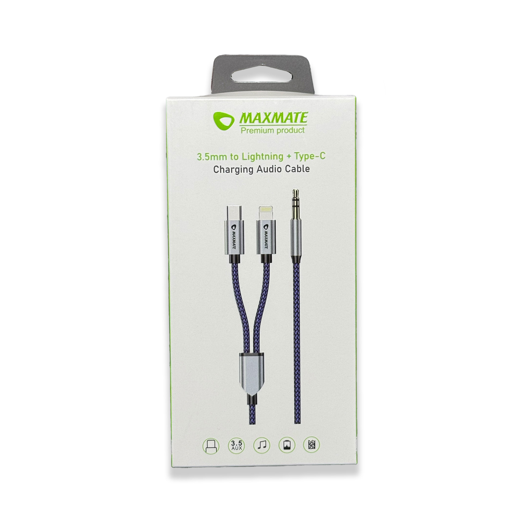 MA015 3.5mm AUX to Lightning + Type-C Charging/Audio Cable